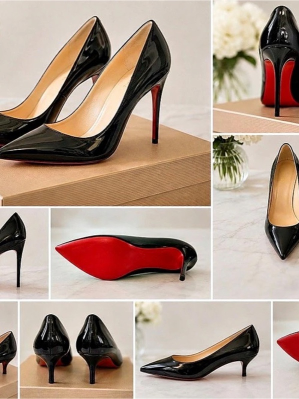3 pair of Red Bottom Inspired Vegan Patent Leather Pumps Black EU 39, 40, 41